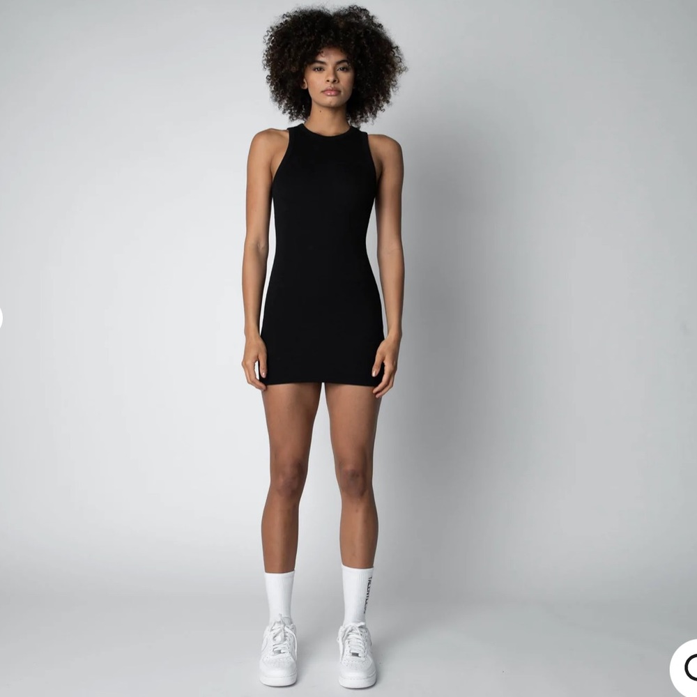 TALENTLESS black ribbed tank dress